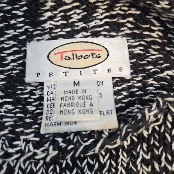 Talbots Black & White Flecked Mock‎ Neck Sleeveless Sweater Size MP Women's - Picture 6 of 7